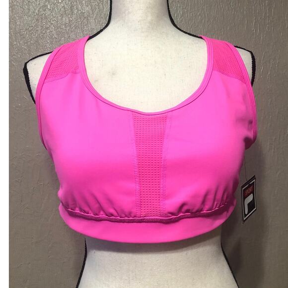 FILA Sport Athleisure Pink Trillon Medium Impact Sports Racerback Bra XXL New - Picture 1 of 9